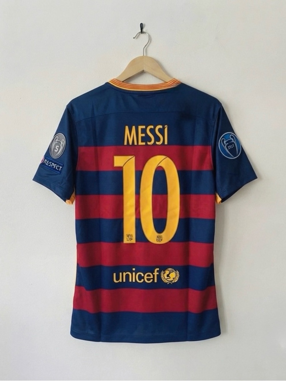 Messi #10 Barcelona 15/16 Home Jersey Soccer Fan Version Size Large